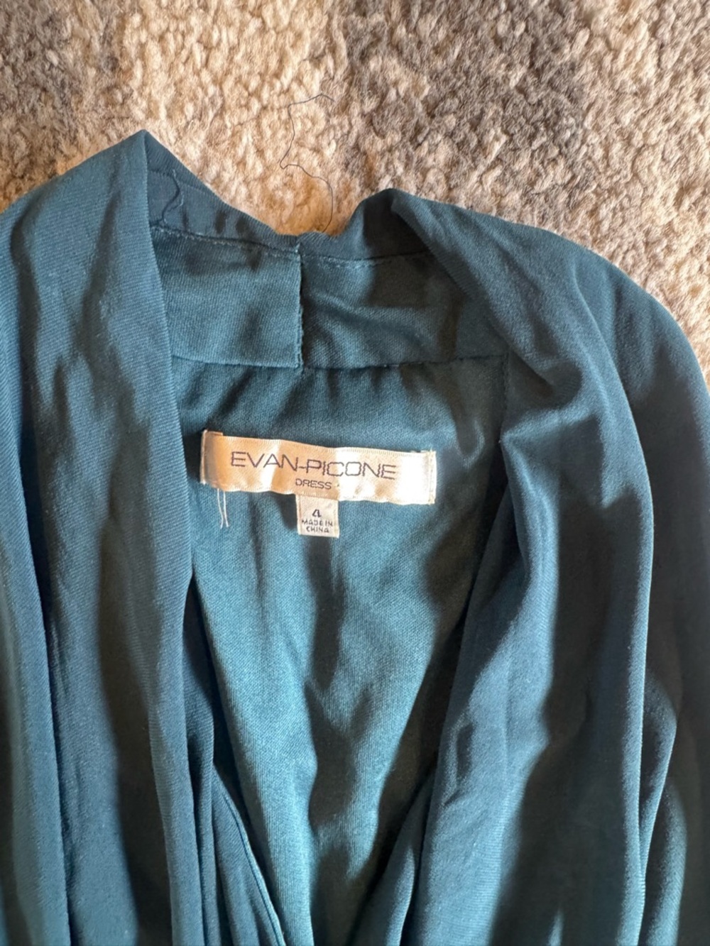Evan Picone Teal Halter-Style V-Neck Dress - Picture 4 of 5
